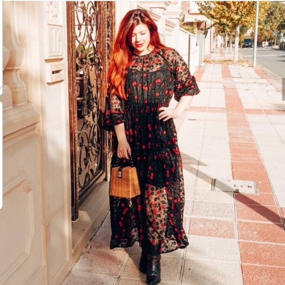 🌹NWT Zara Oversized Dress W Floral Embroidery🌹 - Picture 15 of 16
